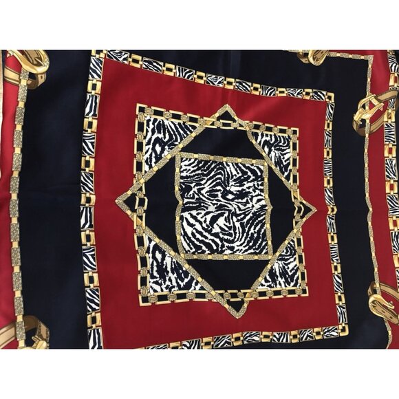 Unbranded Accessories - Satin Scarf Equestrian Horse 30" Square Black Red Gold Large Shawl